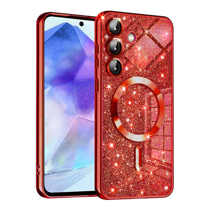 MagSafe-deksel for Samsung Galaxy A55 5G A556, Techsuit, Luxury Glitter, Rød