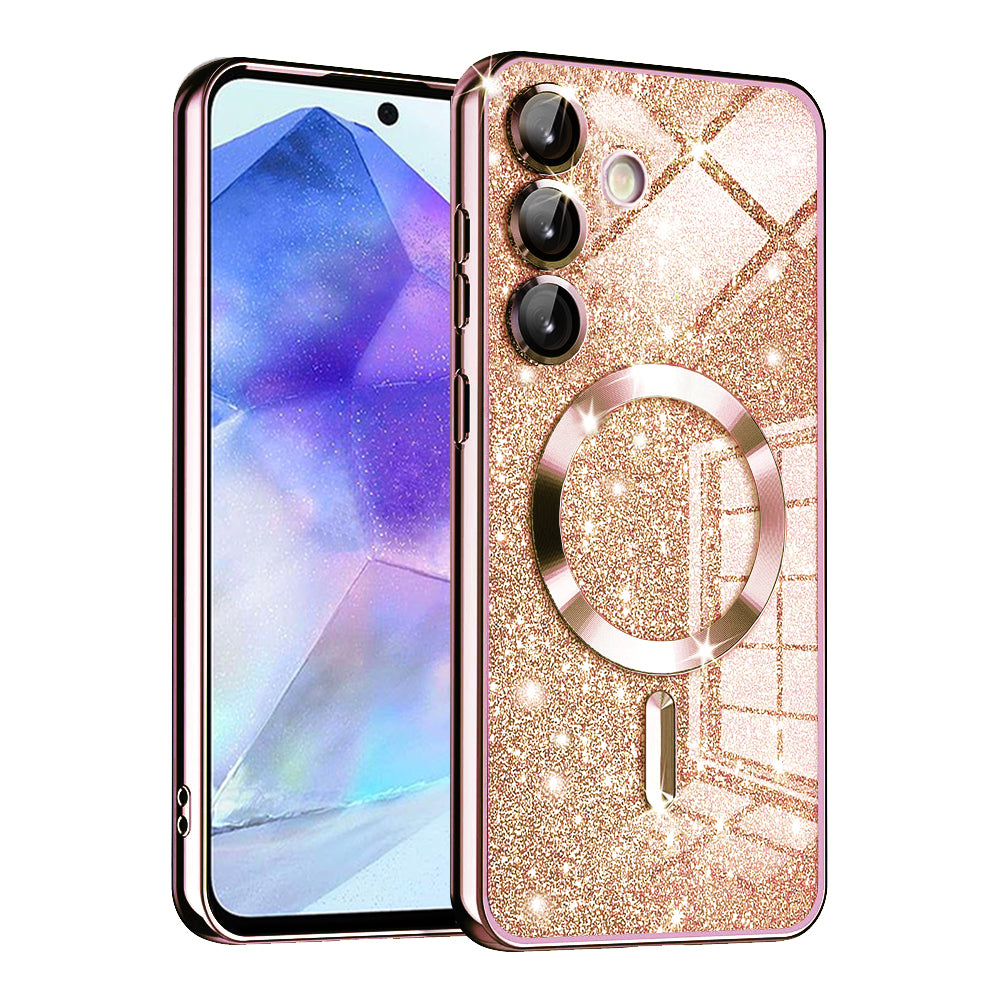 MagSafe-deksel for Samsung Galaxy A55 5G A556, Techsuit, Luxury Glitter, Rosa Gull