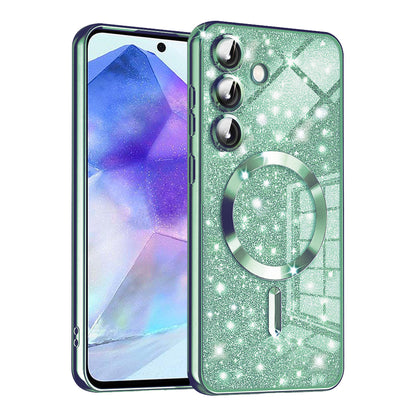 MagSafe-deksel for Samsung Galaxy A55 5G A556, Techsuit, Luxury Glitter, Lys grønn