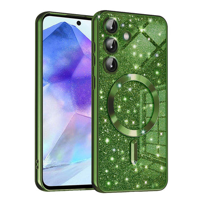 MagSafe-deksel for Samsung Galaxy A55 5G A556, Techsuit, Luxury Glitter, Mørkegrønn