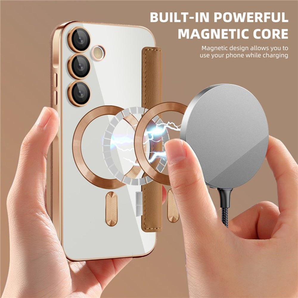 MagSafe-deksel for Samsung Galaxy A55 5G A556, Techsuit, SmartMag Book, Brun