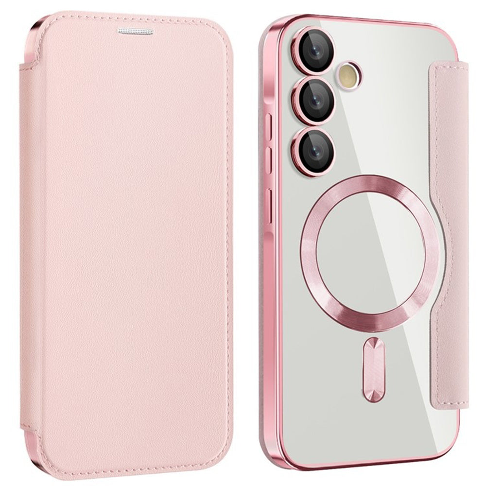 MagSafe-deksel for Samsung Galaxy A55 5G A556, Techsuit, SmartMag Book, Rosa