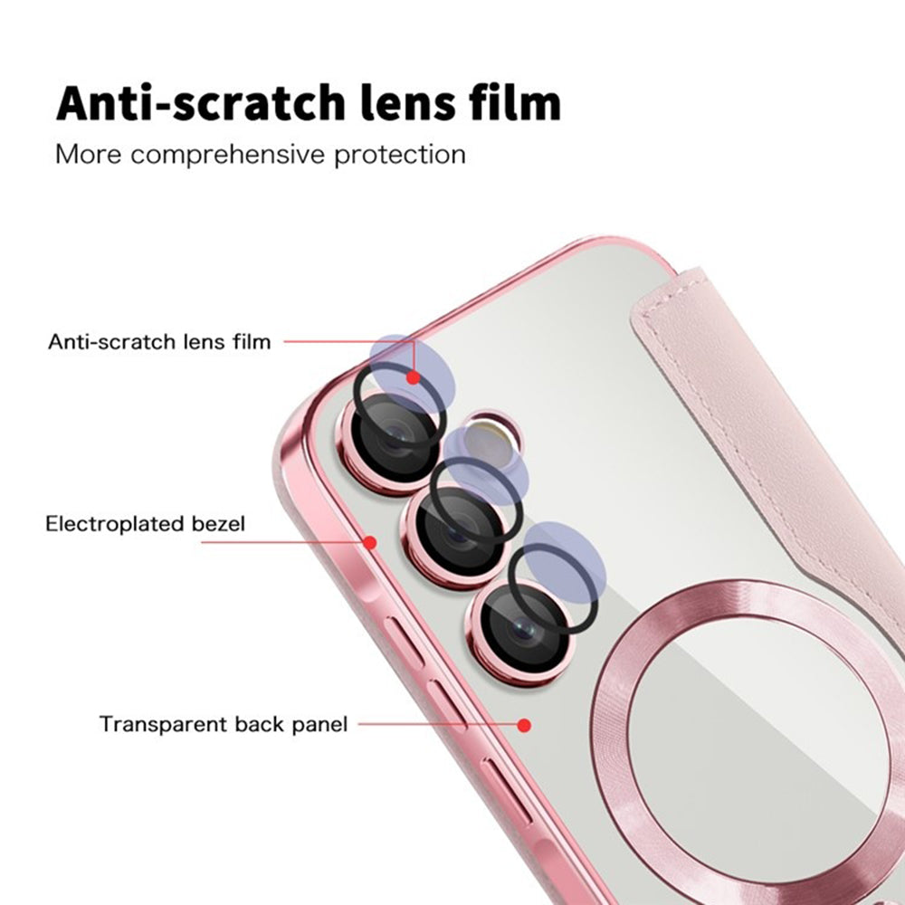 MagSafe-deksel for Samsung Galaxy A55 5G A556, Techsuit, SmartMag Book, Rosa