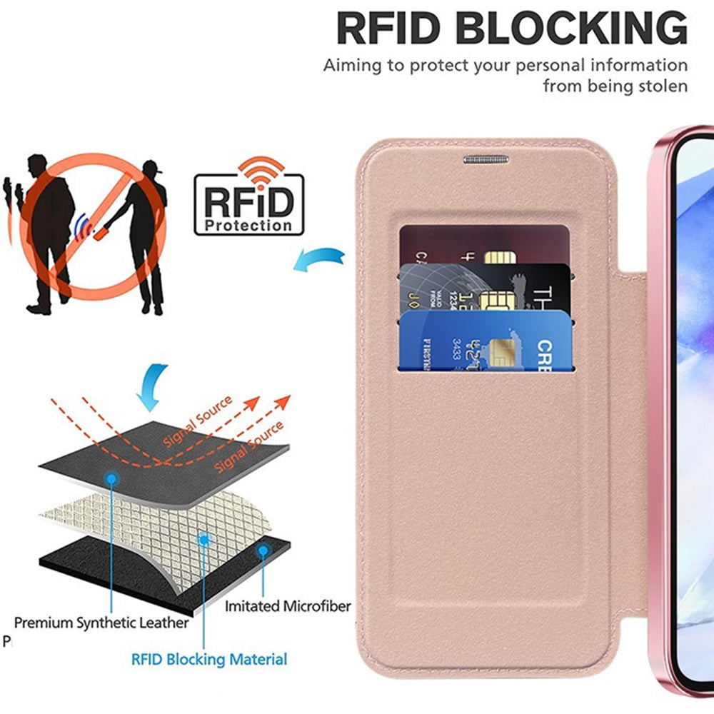 MagSafe-deksel for Samsung Galaxy A55 5G A556, Techsuit, SmartMag Book, Rosa