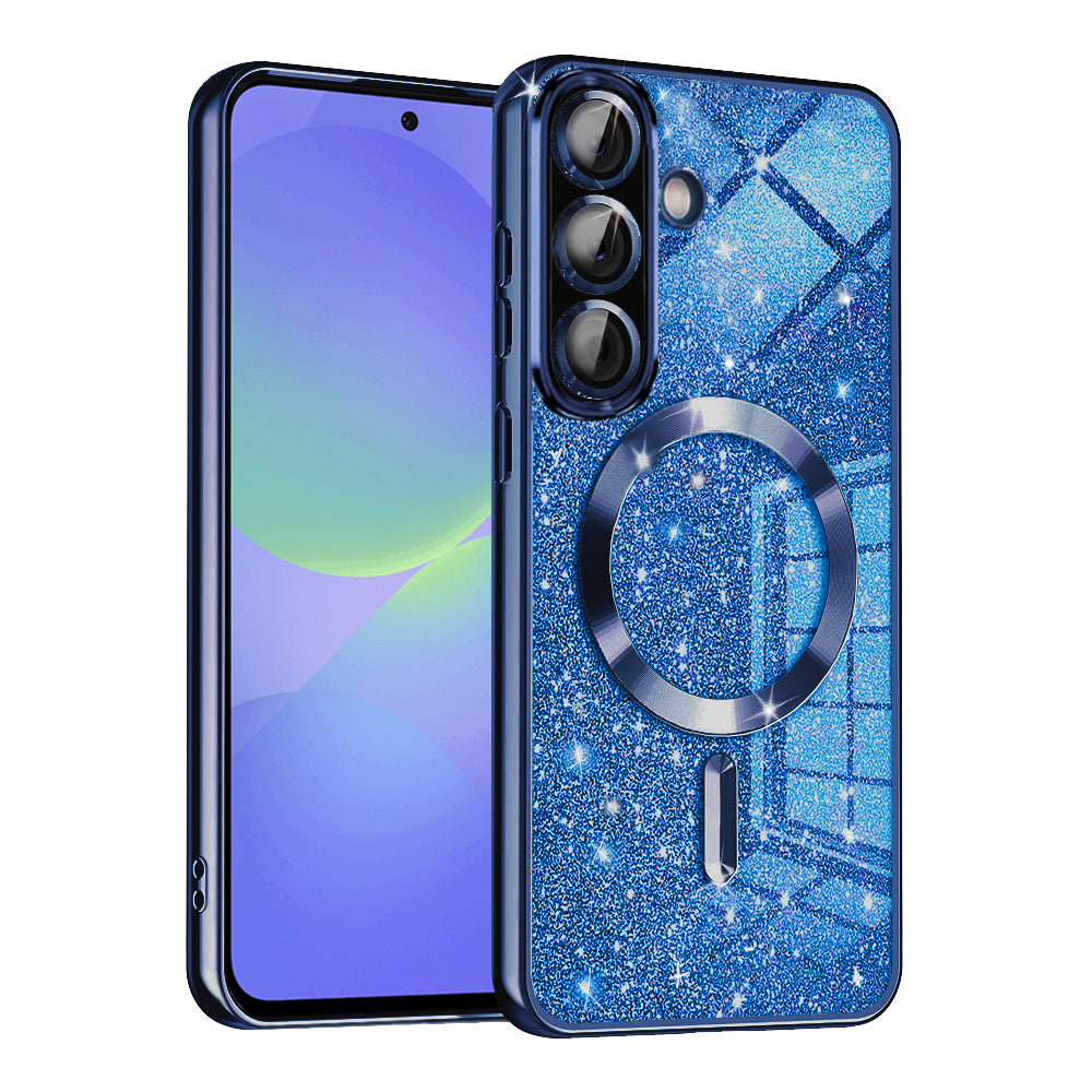 MagSafe-deksel for Samsung Galaxy A56 A566 / A36 A366, Techsuit, Luxury Glitter, Mørk blå