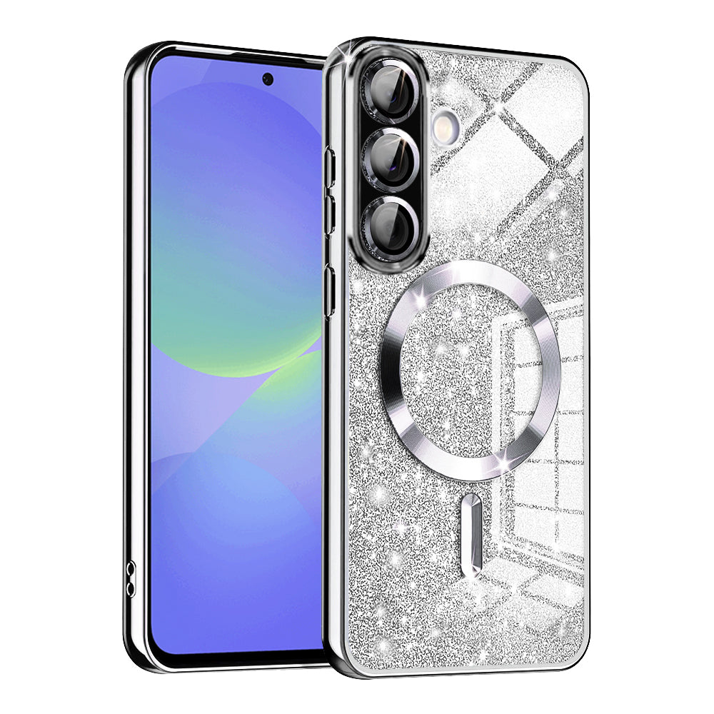 MagSafe-deksel for Samsung Galaxy A56 A566 / A36 A366, Techsuit, Luxury Glitter, Sølv