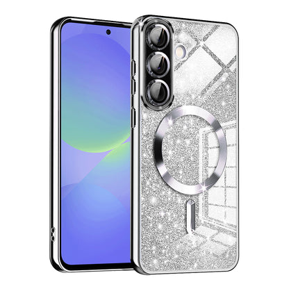 MagSafe-deksel for Samsung Galaxy A56 A566 / A36 A366, Techsuit, Luxury Glitter, Sølv