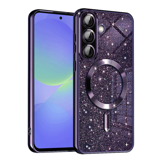 MagSafe-deksel for Samsung Galaxy A56 A566 / A36 A366, Techsuit, Luxury Glitter, Mørk lilla