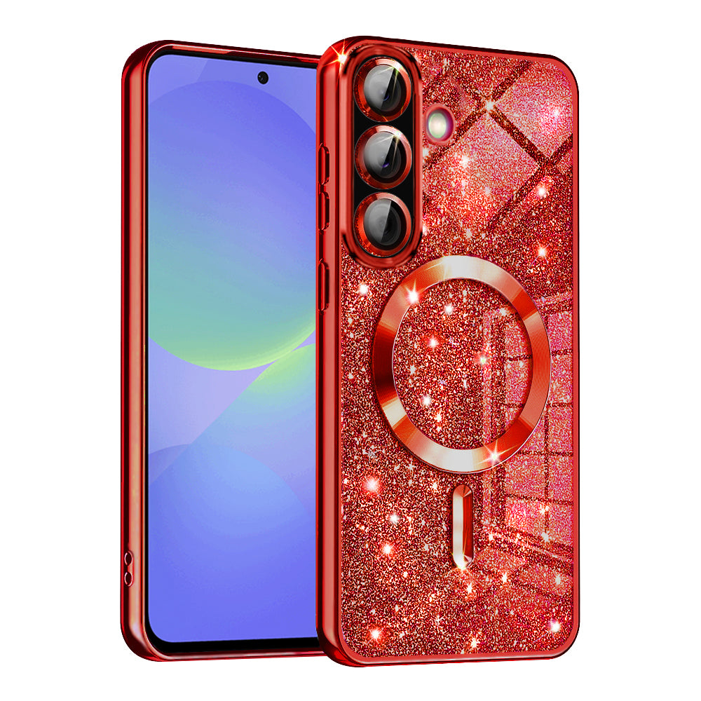 MagSafe-deksel for Samsung Galaxy A56 A566 / A36 A366, Techsuit, Luxury Glitter, Rød