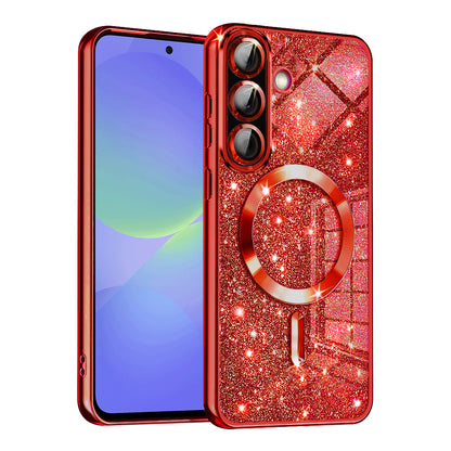MagSafe-deksel for Samsung Galaxy A56 A566 / A36 A366, Techsuit, Luxury Glitter, Rød