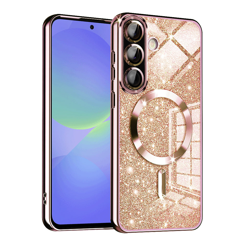 MagSafe-deksel for Samsung Galaxy A56 A566 / A36 A366, Techsuit, Luxury Glitter, Rosa Gull