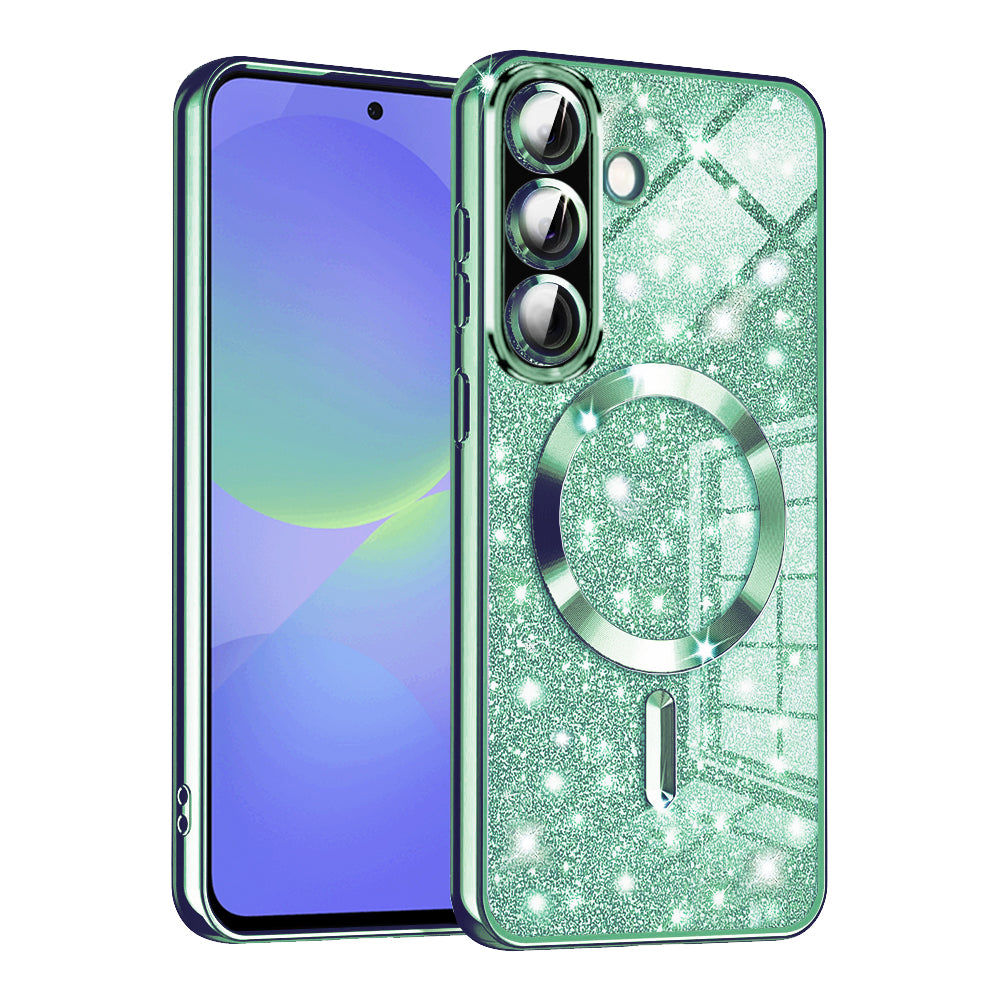 MagSafe-deksel for Samsung Galaxy A56 A566 / A36 A366, Techsuit, Luxury Glitter, Lys grønn