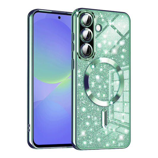 MagSafe-deksel for Samsung Galaxy A56 A566 / A36 A366, Techsuit, Luxury Glitter, Lys grønn