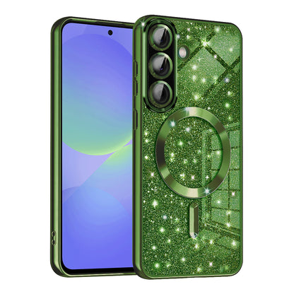 MagSafe-deksel for Samsung Galaxy A56 A566 / A36 A366, Techsuit, Luxury Glitter, Mørkegrønn