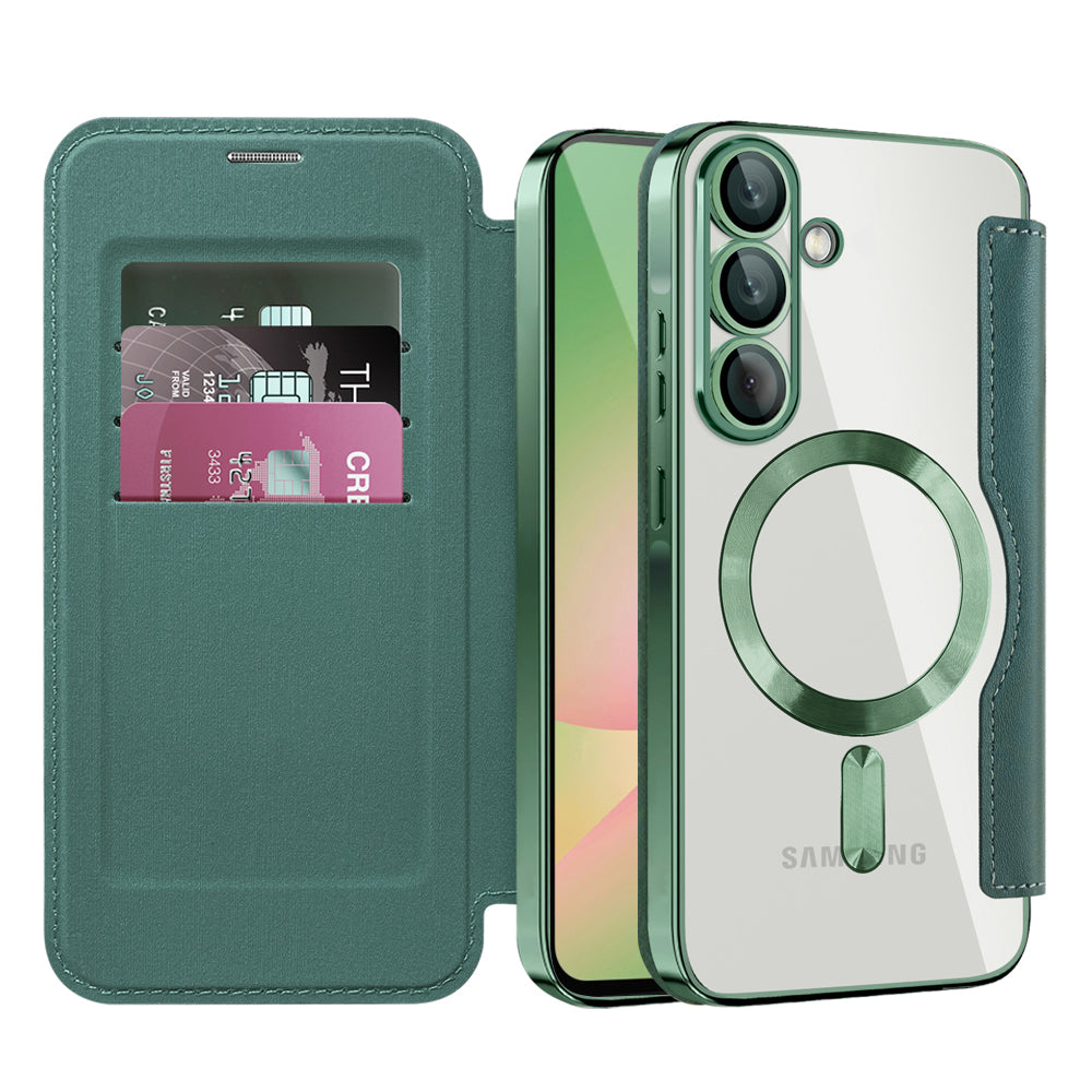 MagSafe-deksel for Samsung Galaxy A56 A566, Techsuit, SmartMag Book, Grønn
