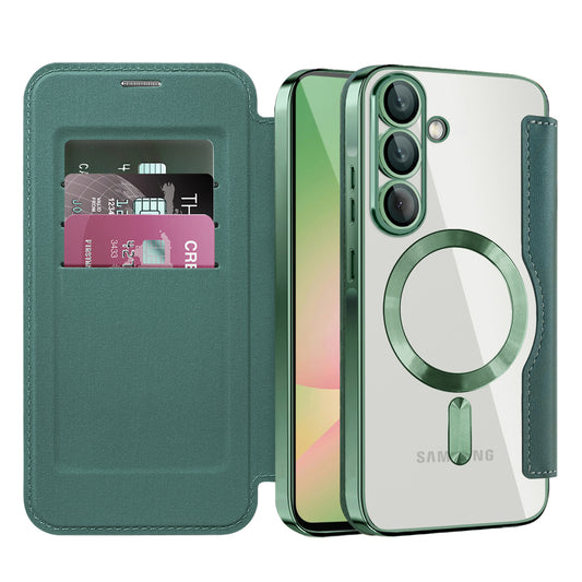 MagSafe-deksel for Samsung Galaxy A56 A566, Techsuit, SmartMag Book, Grønn