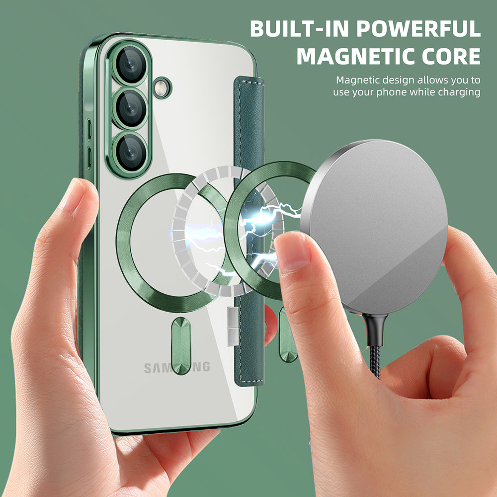 MagSafe-deksel for Samsung Galaxy A56 A566, Techsuit, SmartMag Book, Grønn
