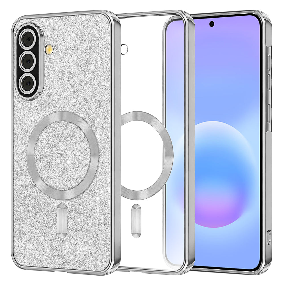 MagSafe-deksel for Samsung Galaxy A57 5G, Techsuit, Luxury Glitter, Sølv