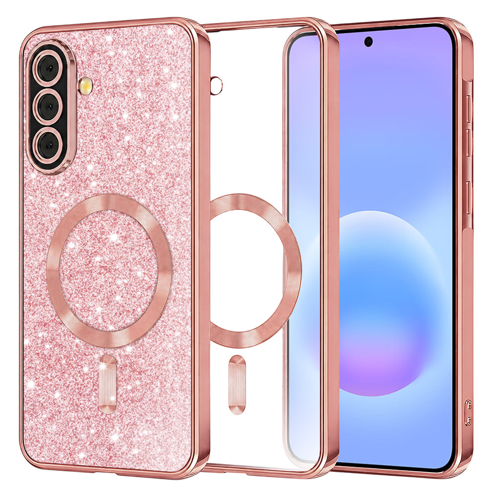 MagSafe-deksel for Samsung Galaxy A57 5G, Techsuit, Luxury Glitter, Rosa Gull