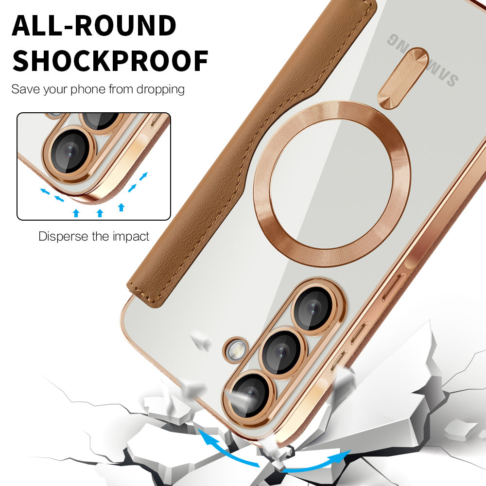 MagSafe-deksel for Samsung Galaxy A57 5G, Techsuit, SmartMag Book, Brun