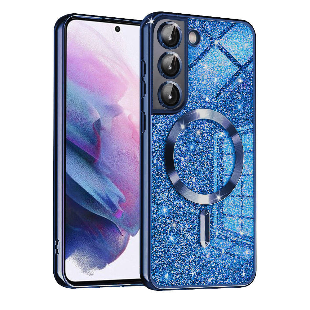 MagSafe-deksel for Samsung Galaxy S21 5G G991, Techsuit, Luxury Glitter, Mørk blå
