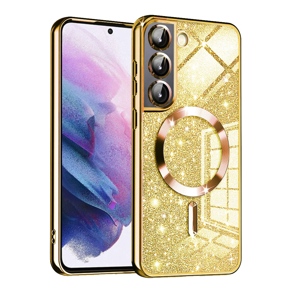 MagSafe-deksel for Samsung Galaxy S21 5G G991, Techsuit, Luxury Glitter, Gullfarget