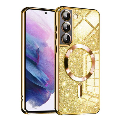 MagSafe-deksel for Samsung Galaxy S21 5G G991, Techsuit, Luxury Glitter, Gullfarget