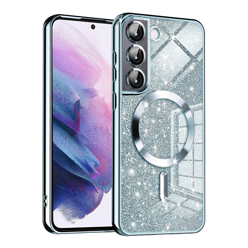 MagSafe-deksel for Samsung Galaxy S21 5G G991, Techsuit, Luxury Glitter, Bleu