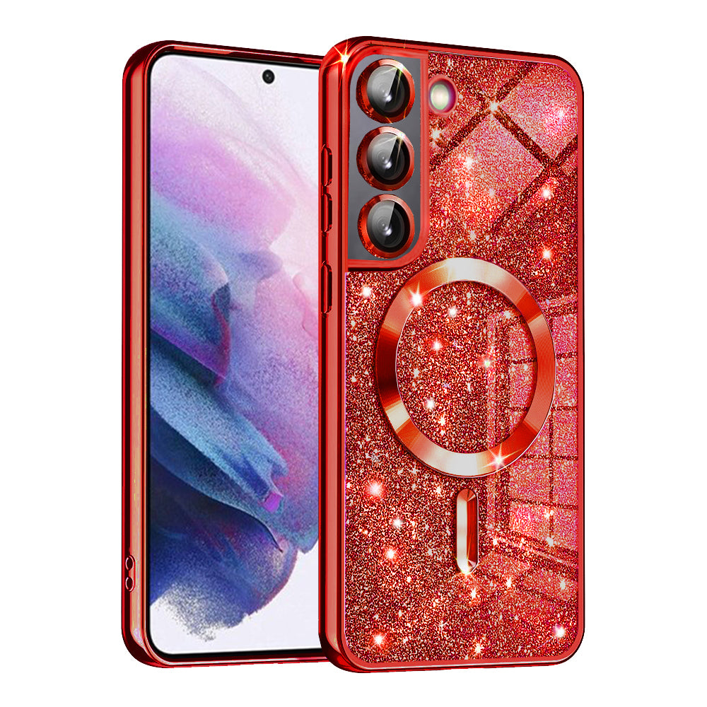 MagSafe-deksel for Samsung Galaxy S21 5G G991, Techsuit, Luxury Glitter, Rød