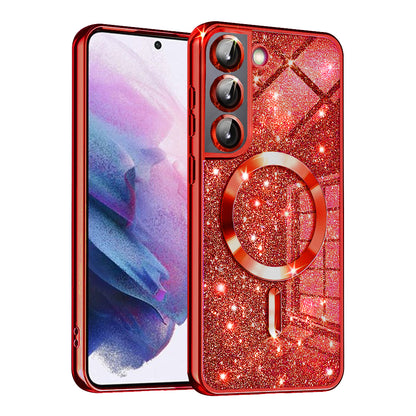 MagSafe-deksel for Samsung Galaxy S21 5G G991, Techsuit, Luxury Glitter, Rød