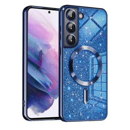 MagSafe-deksel for Samsung Galaxy S21 FE 5G G990, Techsuit, Luxury Glitter, Mørk blå