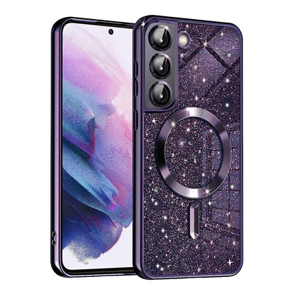 MagSafe-deksel for Samsung Galaxy S21 FE 5G G990, Techsuit, Luxury Glitter, Mørk lilla
