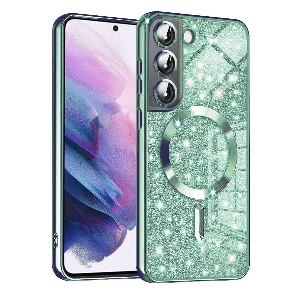 MagSafe-deksel for Samsung Galaxy S21 FE 5G G990, Techsuit, Luxury Glitter, Lys grønn