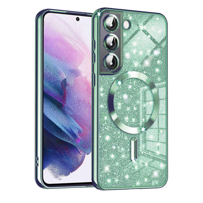 MagSafe-deksel for Samsung Galaxy S21 FE 5G G990, Techsuit, Luxury Glitter, Lys grønn