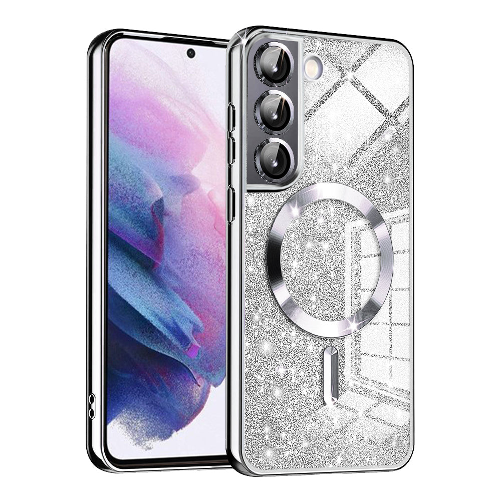 MagSafe-deksel for Samsung Galaxy S22 5G S901, Techsuit, Luxury Glitter, Sølv