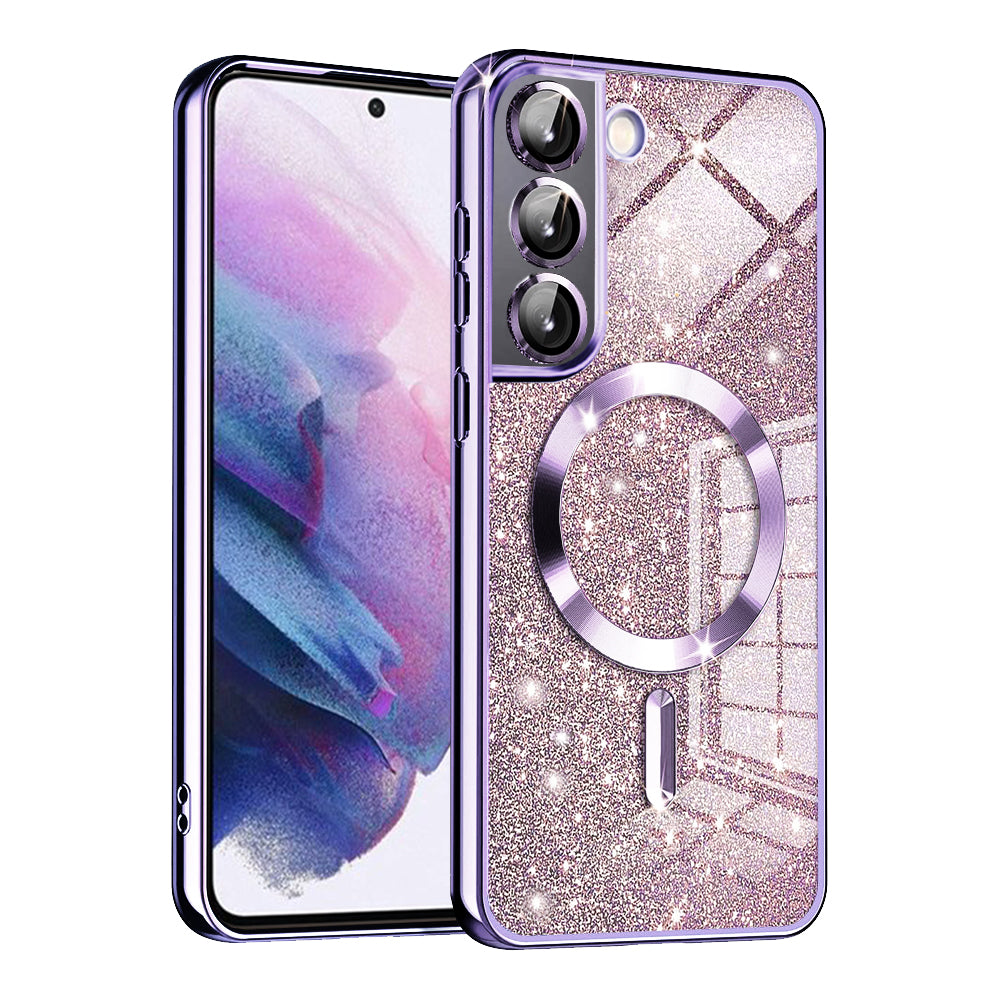 MagSafe-deksel for Samsung Galaxy S22 5G S901, Techsuit, Luxury Glitter, Lys lilla