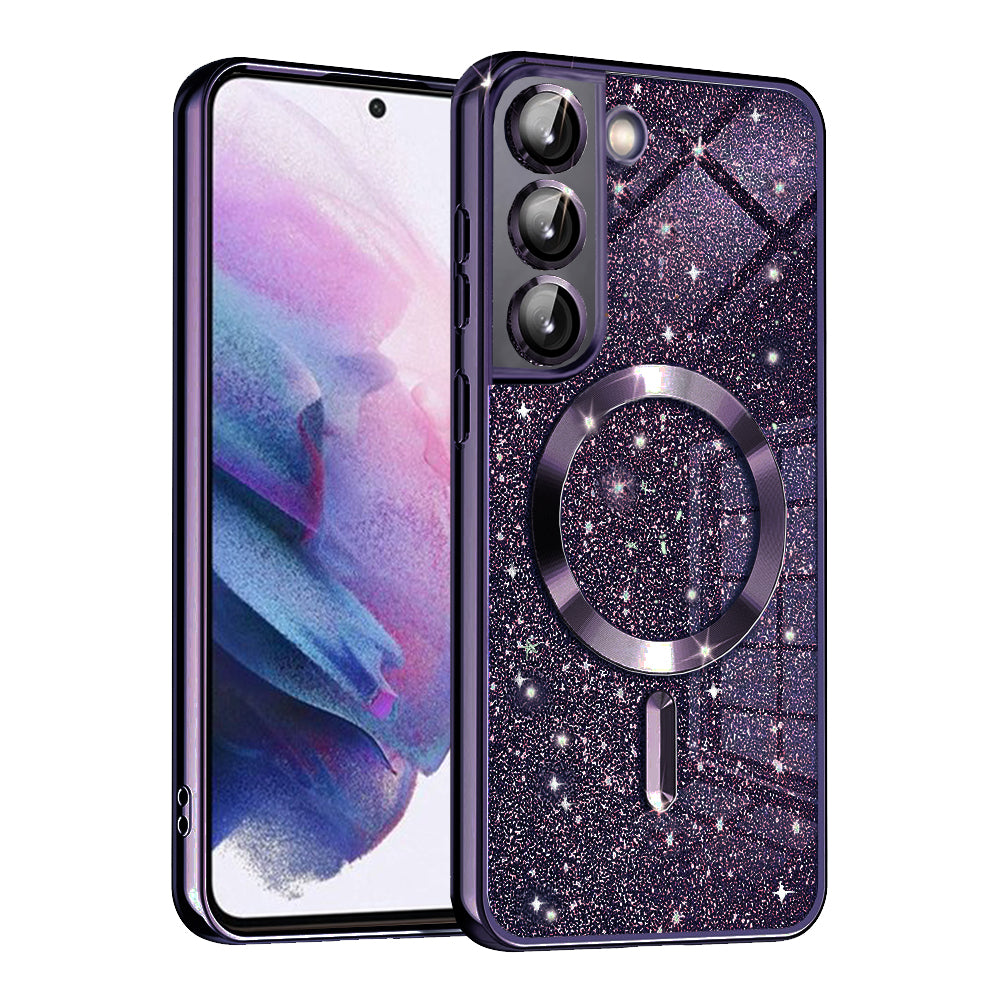 MagSafe-deksel for Samsung Galaxy S22 5G S901, Techsuit, Luxury Glitter, Mørk lilla