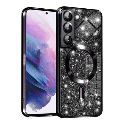 MagSafe-deksel for Samsung Galaxy S22 5G S901, Techsuit, Luxury Glitter, svart