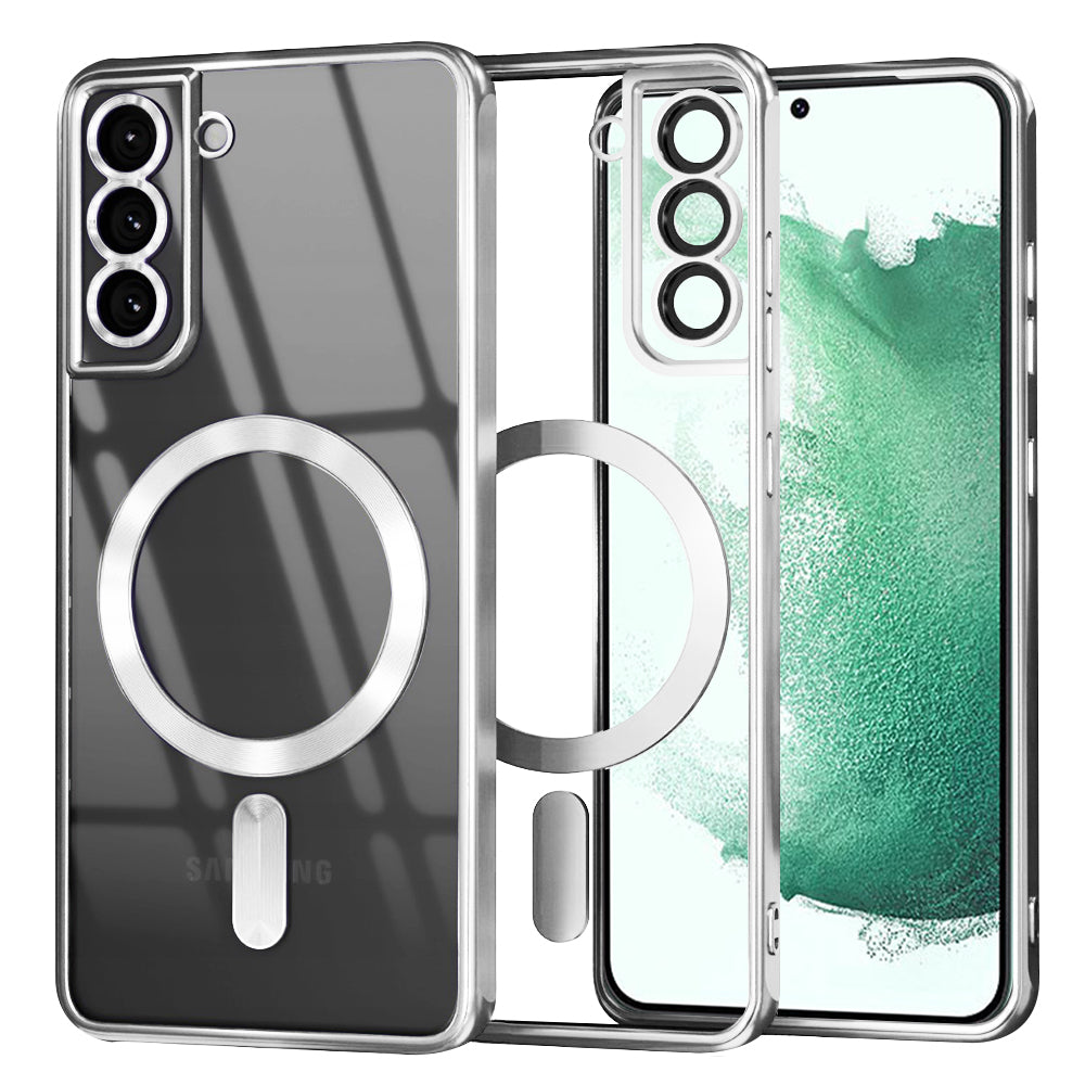 MagSafe-deksel for Samsung Galaxy S22+ 5G S906, Techsuit, Luxury Crystal, Sølv