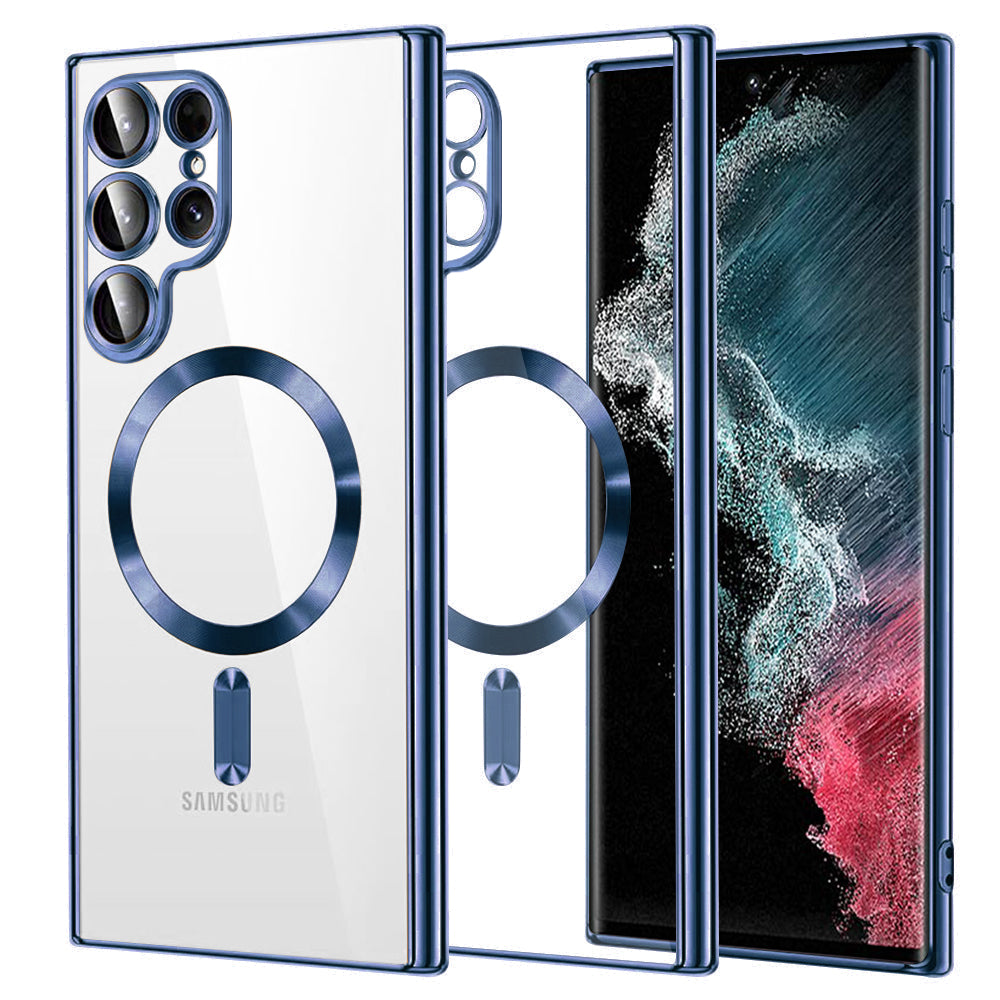 MagSafe-deksel for Samsung Galaxy S22 Ultra 5G S908, Techsuit, Luxury Crystal, Mørk blå