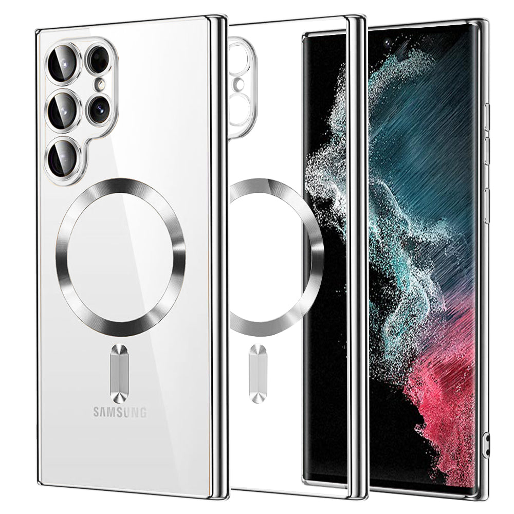 MagSafe-deksel for Samsung Galaxy S22 Ultra 5G S908, Techsuit, Luxury Crystal, Sølv