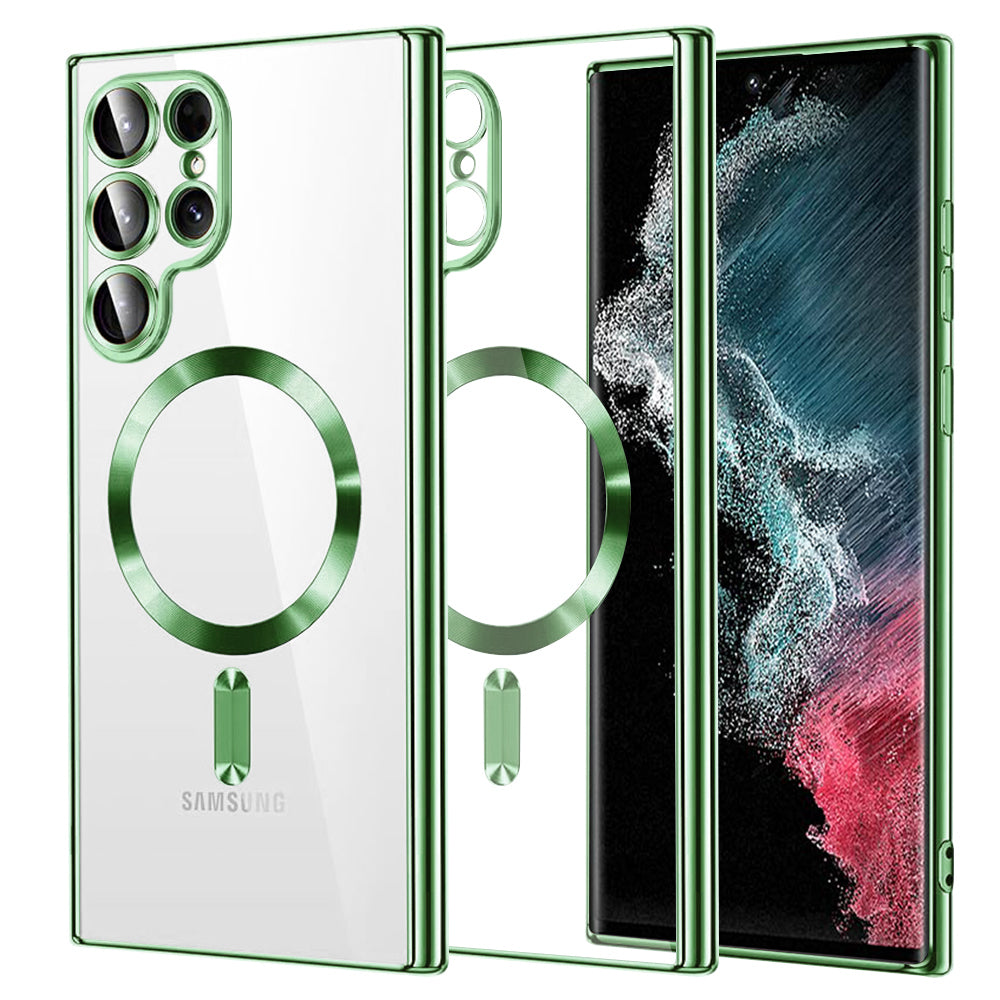 MagSafe-deksel for Samsung Galaxy S22 Ultra 5G S908, Techsuit, Luxury Crystal, Lys grønn