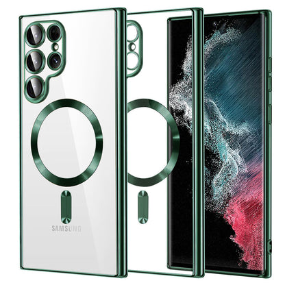 MagSafe-deksel for Samsung Galaxy S22 Ultra 5G S908, Techsuit, Luxury Crystal, Mørkegrønn