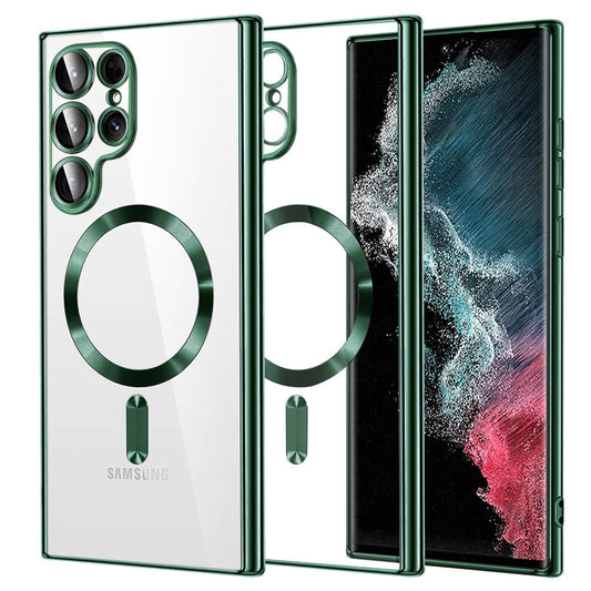 MagSafe-deksel for Samsung Galaxy S22 Ultra 5G S908, Techsuit, Luxury Crystal, Mørkegrønn