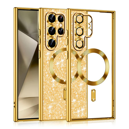 MagSafe-deksel for Samsung Galaxy S22 Ultra 5G S908, Techsuit, Luxury Glitter, Gullfarget