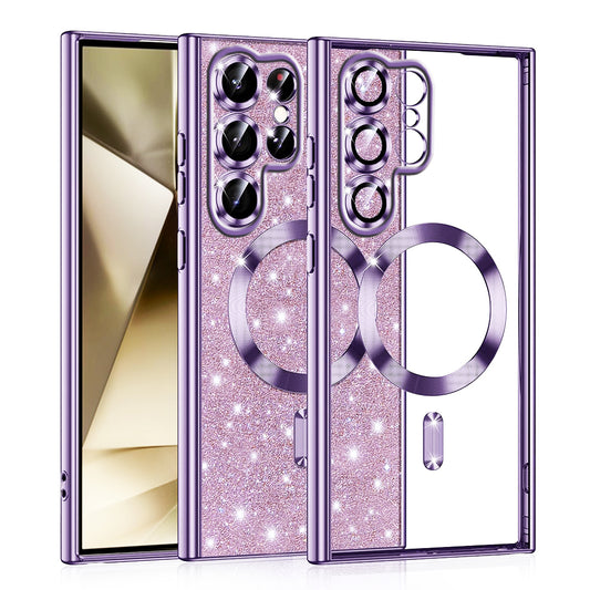 MagSafe-deksel for Samsung Galaxy S22 Ultra 5G S908, Techsuit, Luxury Glitter, Lys lilla