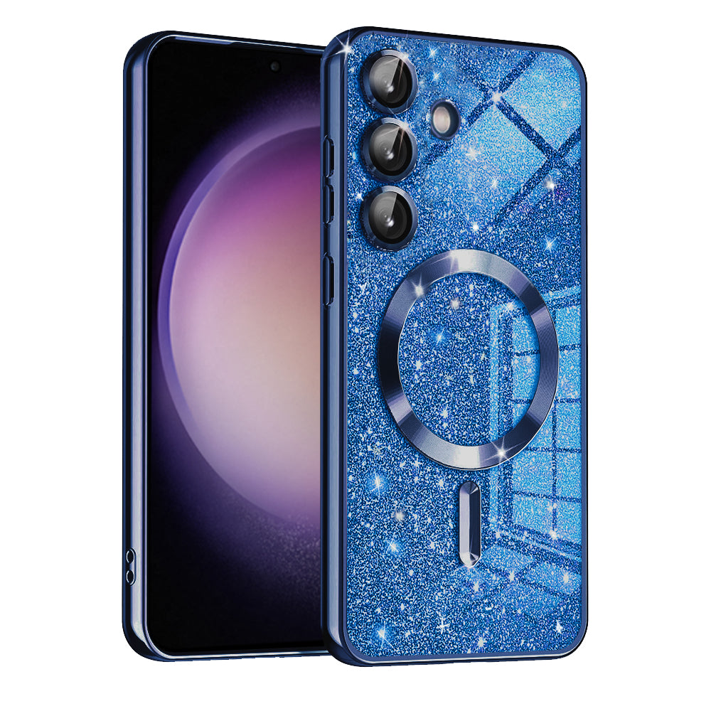MagSafe-deksel for Samsung Galaxy S23 FE S711, Techsuit, Luxury Glitter, Mørk blå