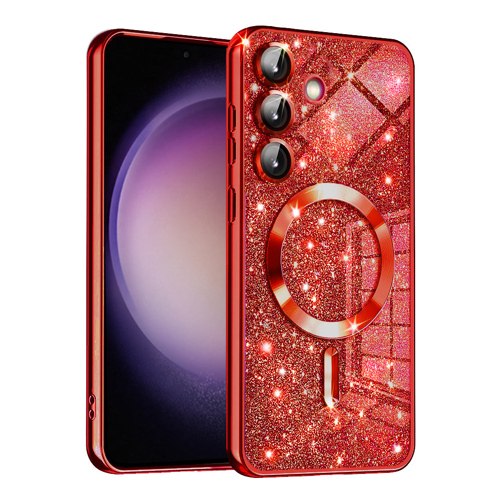 MagSafe-deksel for Samsung Galaxy S23 FE S711, Techsuit, Luxury Glitter, Rød