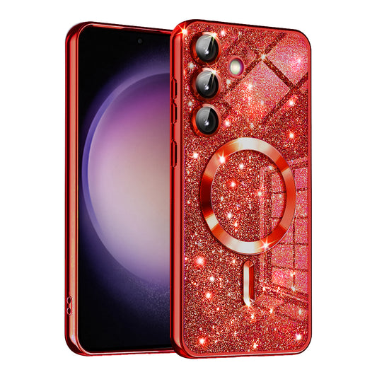 MagSafe-deksel for Samsung Galaxy S23 FE S711, Techsuit, Luxury Glitter, Rød