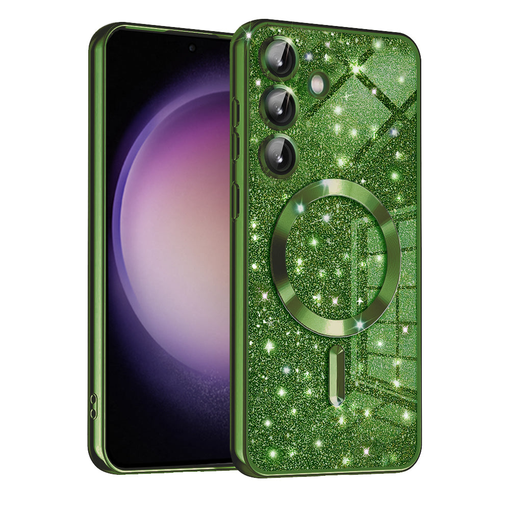 MagSafe-deksel for Samsung Galaxy S23 FE S711, Techsuit, Luxury Glitter, Mørkegrønn